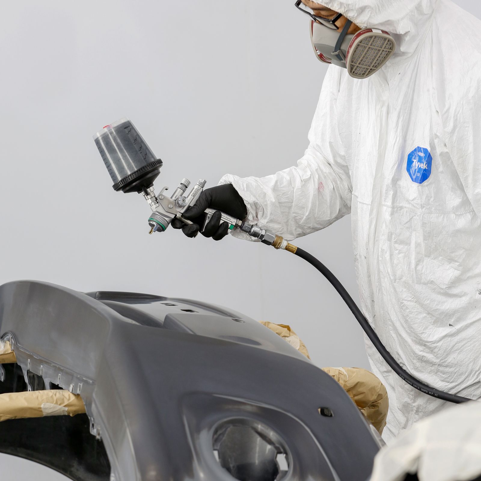 in the spray booth